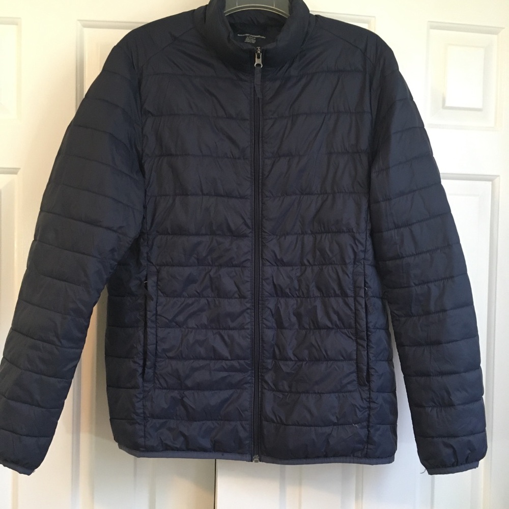 Amazon essentials light weight puffer jacket blue navy S men’s unisex EUC
